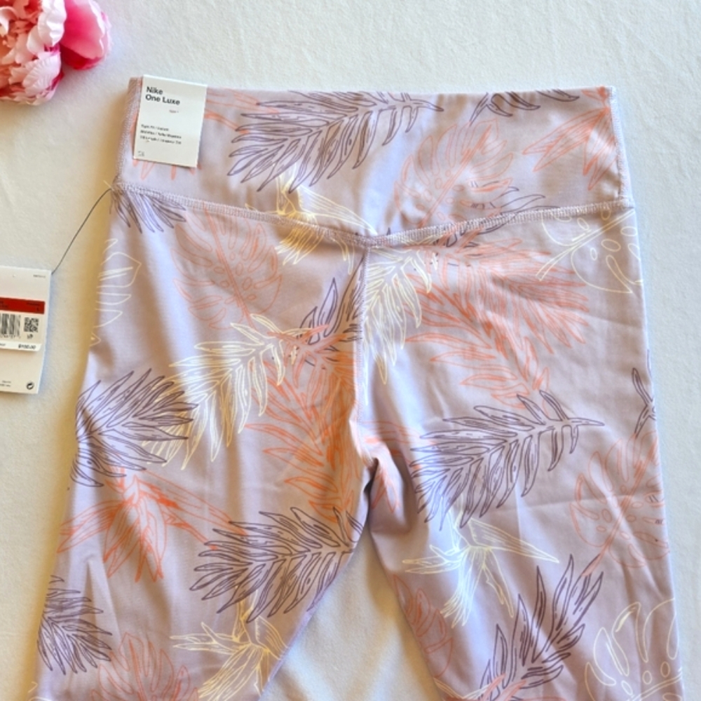 🏷️NIKE Dry-Fit One Luxe Women's Mid-Rise 7/8 Floral Leggings Purple Size L - Picture 11 of 14